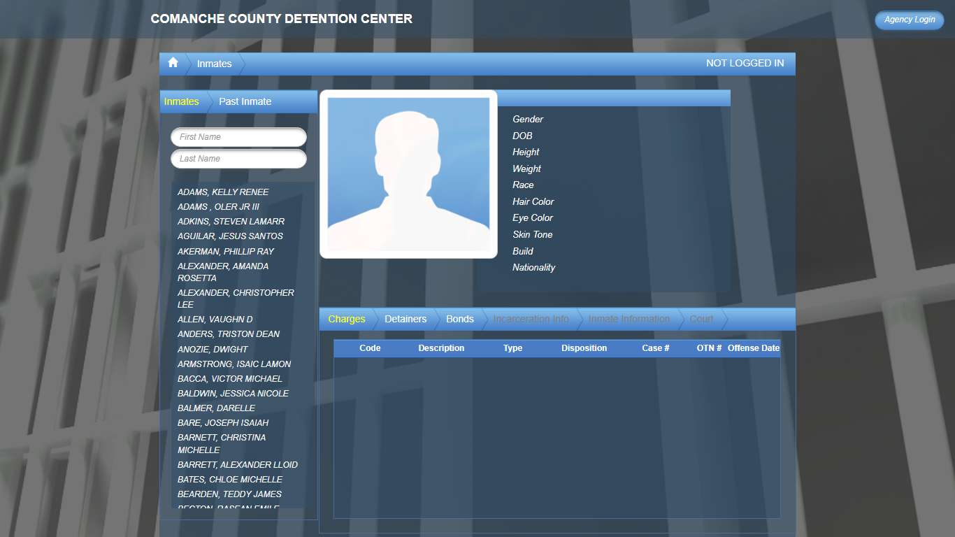 Current Inmates - Comanche County Detention Center