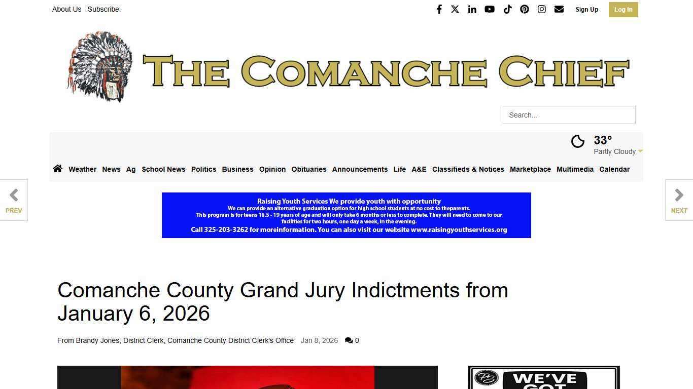 Comanche County Grand Jury Indictments from January 6, 2026 | News | thecomanchechief.com